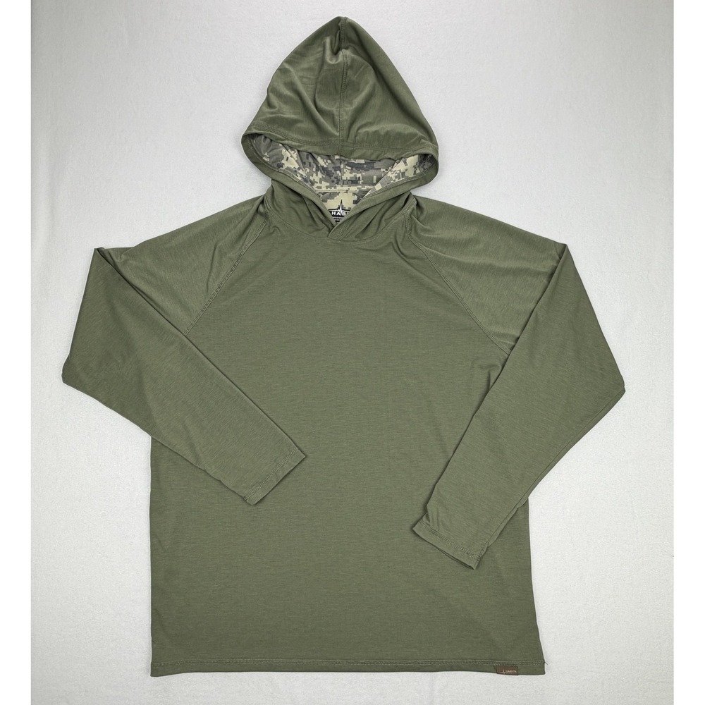Habit Mens Deep Lichen Green Bamboo Blend Hooded Performance Shirt PH10300 L
